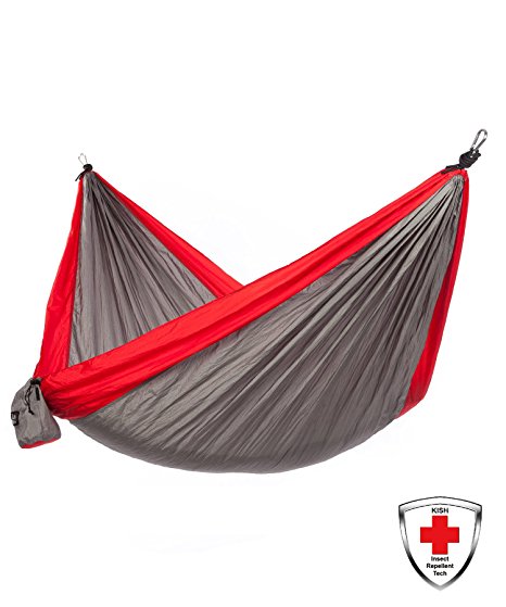 Made With KISH Bug Repellent Just Relax Double Portable Lightweight Camping Hammock, 10.6x6.6 Feet
