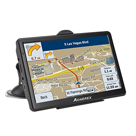 Car GPS navigation, 7-inch HD voice prompt system, Capacitive Touchscreen with Sunshade Spoken, 8GB RAM gps navigator - Lifetime Map Updates (black)