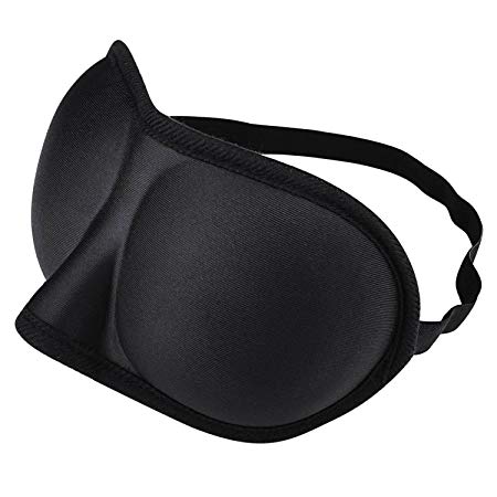 Zodaca Contoured & Comfortable Soft 3D Sleep Mask Lightweight Blindfold - for Travel & Bedtime, Black