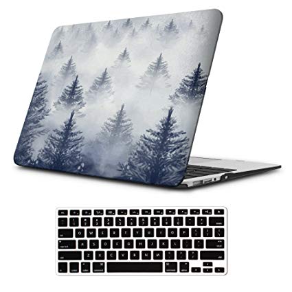iLeadon MacBook Air 13 inch Protective Hard Case Rubber Coated Ultra Thin Shell Cover Keyboard Cover for MacBook Air 13 inch Model A1369/A1466 (MacBook Air 13", Foggy Forest)