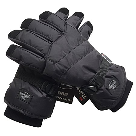 Black Men Waterproof Thinsulate Winter Cold Weather Ski Snowboard Gloves
