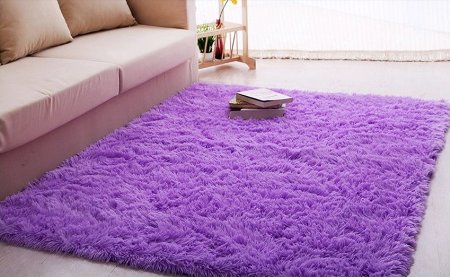 Ultra Soft 4.5 Cm Thick Indoor Morden Area Rugs Pads, New Arrival Fashion Color [Bedroom] [Livingroom] [Sitting-room] [Rugs] [Blanket] [Footcloth] for Home Decorate. Size: 4 Feet X 5 Feet (Purple)