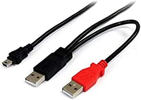 StarTech.com 3 ft USB Y Cable for External Hard Drive - USB A to Mini B - USB Cable - USB (M) to Mini-USB Type B (M) - USB 2.0 - Black (USB2HABMY3)