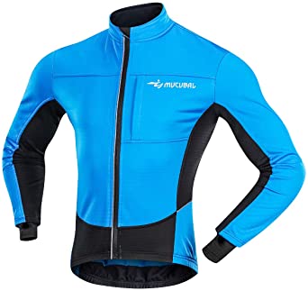 MUCUBAL Men's Cycling Jacket Windproof and Water-Resistant Coat Winter Thermal Breathable Bike Windbreaker