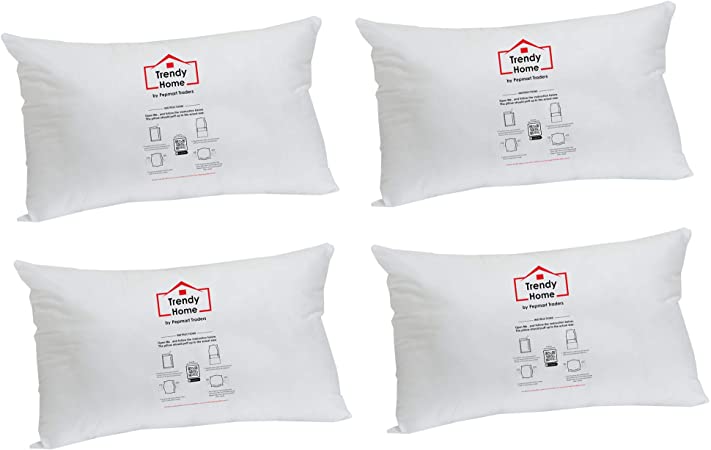 Trendy Home 12x20 Premium Hypoallergenic Stuffer Home Office Decorative Throw Pillow Insert, Standard/White 12x20(4pack)