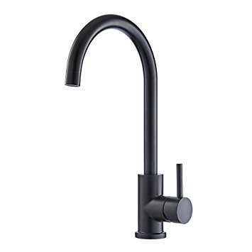 TRYWELL T304 Solid Stainless Steel High Arc Single Lever Bar Faucet - Black Stainless Steel Finish