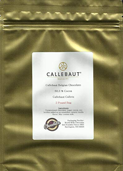 Callebaut Chocolate Discs 60.3%, 2 pound Gold bag