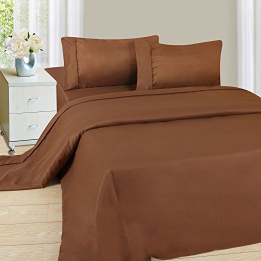 Lavish Home 1200 3-Piece Sheet Set, Twin, Chocolate