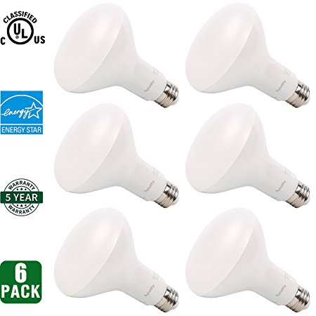 6 Pack Hykolity BR30 LED Bulb, 9W(65W Equivalent), 5000K Daylight White, Wide Flood Light Bulb, Dimmable, 650lm, Energy Star & UL Qualified, 120 Degree Beam Angle, Medium Base E26, Indoor Home Commercial Recessed Track General Lighting