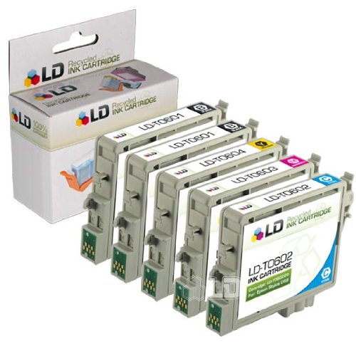 LD Products Remanufactured Ink Cartridge Replacement for Epson T060120 ( Black,Cyan,Magenta,Yellow , 5-Pack )