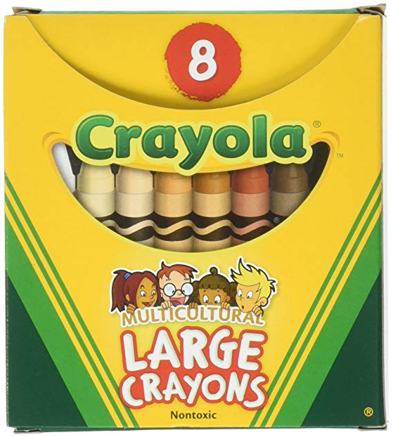 Crayola Multi-Cultural Crayons, Large, 7/16 x 4 Inches, Assorted Skin Tone Colors, Pack of 8