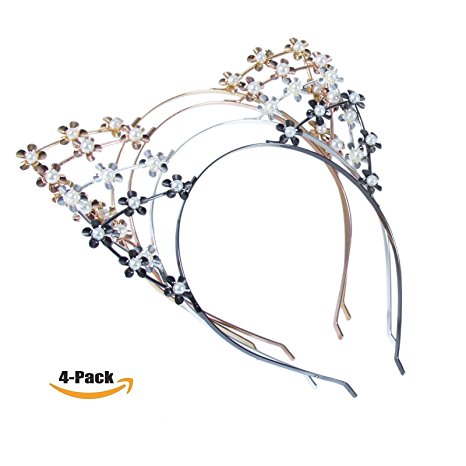 Cat Ears Headwear Girls Headband - AWAYTR Women Girls Cat Headband Hair Hoop Hair Accessories (Pearl)