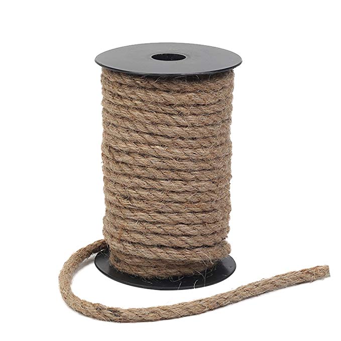 Tenn Well 8mm Jute Rope, 50 Feet Strong and Heavy Duty Natural Jute Twine for Gardening, Bundling, Camping, Decorating (Brown)
