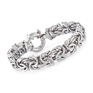 Ross-Simons Italian Sterling Silver Textured and Polished Byzantine Bracelet