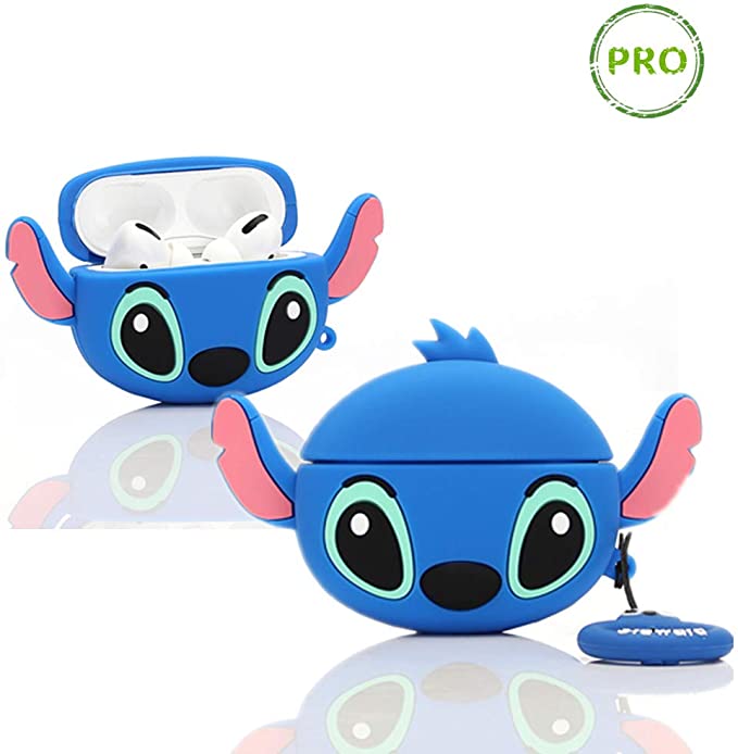 ZAHIUS Airpods Pro Silicone Case Funny Cover Compatible for Apple Airpods Pro[3D Cartoon Pattern][Designed for Kids Girl and Boys][Big Ear Stitch] (Blue)