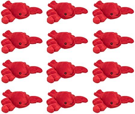 Wildlife Tree 12 Pack Lobster Mini 4 Inch Small Stuffed Animals, Bulk Bundle Ocean Animal Toys, Sea Party Favors for Kids