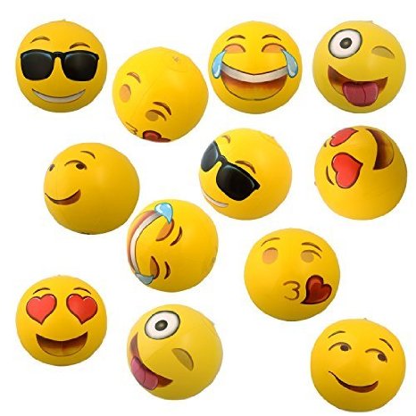 Emoji Universe 12 Emoji Inflatable Beach Balls 12-Pack