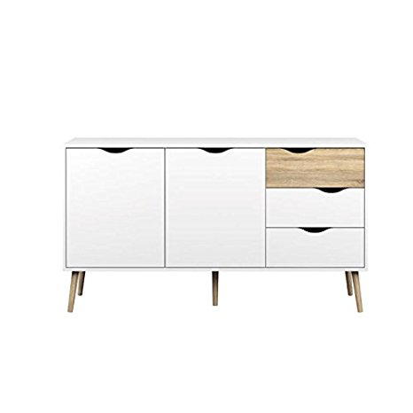 Tvilum Delta Sideboard with 2 Doors and 3 Drawers, White Oak