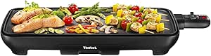 TEFAL Malaga Electric Griddle, Non-Stick Coating, 2000 W, Adjustable Thermostat, 6 to 8 People, Thermo-Spot Function, Juice Tray, Dishwasher Safe CB501812