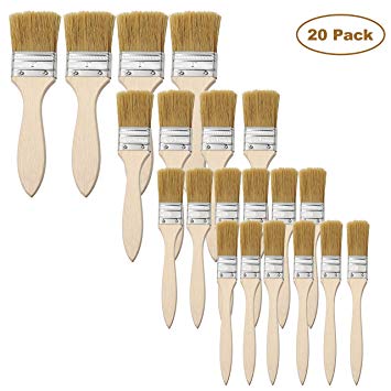 20 Pcs Paint Brush (Wooden) - Brush Set of 2",1 1/2",1"&1/2" Sizes -Varnish Brush - Gloss Paint Brush -Professional Paint Brushes- suitable for Oil Painting, Acrylic Painting, Wall Painting