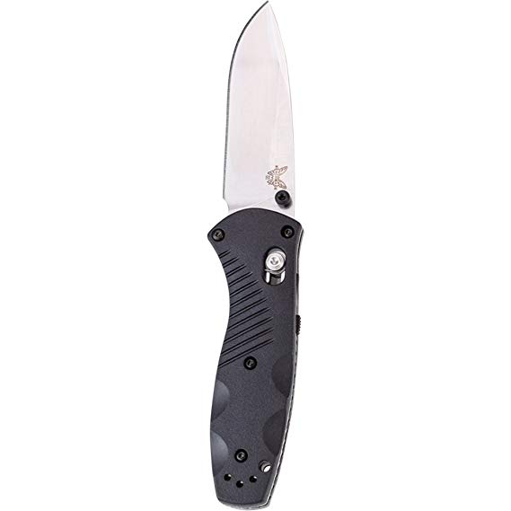 Benchmade - Mini Barrage 585 Knife, Drop-Point Blade, Plain Edge, Satin Finish, Black Handle