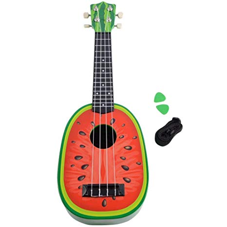 Lightahead Watermelon shaped Junior Ukulele Guitar 23 Inch Classical Nylon Strings (Great Gift)