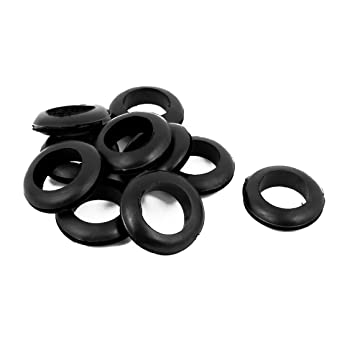 sourcingmap 25 mm Inner Diameter 39 x 11 mm Dual Sides Rubber Wire Grommets Gasket Ring Cable Protector Black (Pack of 10)