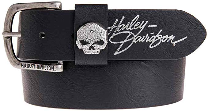 Harley-Davidson Women's Rock Candy Embellish Willie G Skull Belt HDWBT11023-BLK
