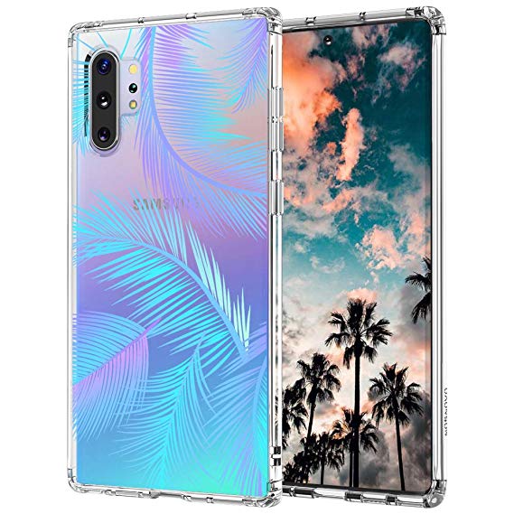 Case for Galaxy Note 10 Plus,MOSNOVO Shockproof TPU Bumper Slim Clear Case with Cute Design for Samsung Galaxy Note 10 Plus 5G Phone Case Cover - Tropical Palm Leaves Tree