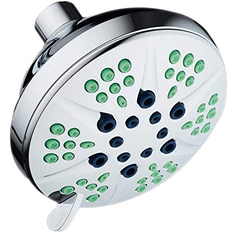 NOTILUS Antimicrobial High-Pressure Luxury Spa Shower Head - 6 settings, 2-zone Antimicrobial Anti-Clog Nozzles, Extra-Large 4.3" Face, Angle-Adjustable Metal Ball Joint Connection / All-Chrome Finish