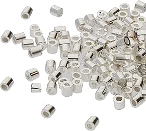 The Beadsmith Tube Crimp Beads, 1.5 x 1.5mm, 100 Pieces, Silver Color, Uniform Cylindrical Shape, No Sharp Edges, Designed to Secure The Ends of Jewelry Stringing Wires and Cables