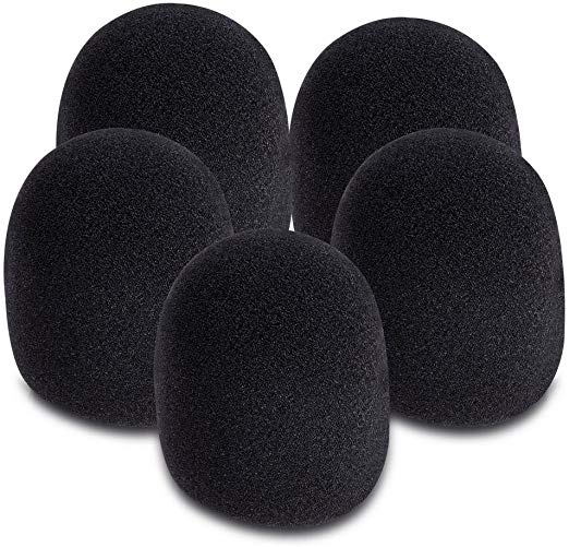 On-Stage ASWS58B5 Black Microphone Windscreens, 5 Pack