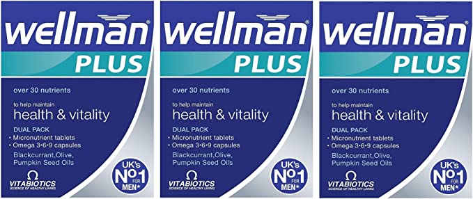 Vitabiotics Wellman Plus Omega 3∙6∙9 - 56 Tablets/Capsules, Pack of Three