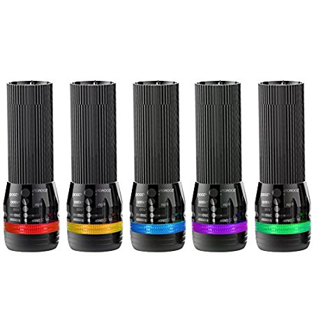 Kootek 5 Pack Zoomable 150 Lumens Mini LED Flashlight with Colored Lucid Ring Micro Bright Waterproof Flashlights for Kids Child Portable Cool Miniature Torch for Camping Bike Emergency