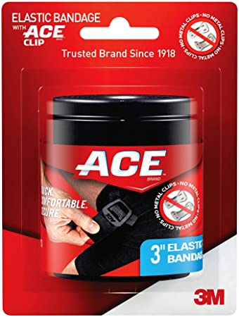 Ace Brand Black Elastic Bandage with Ace Brand Clip, 3 Inch, 0.145 Pound