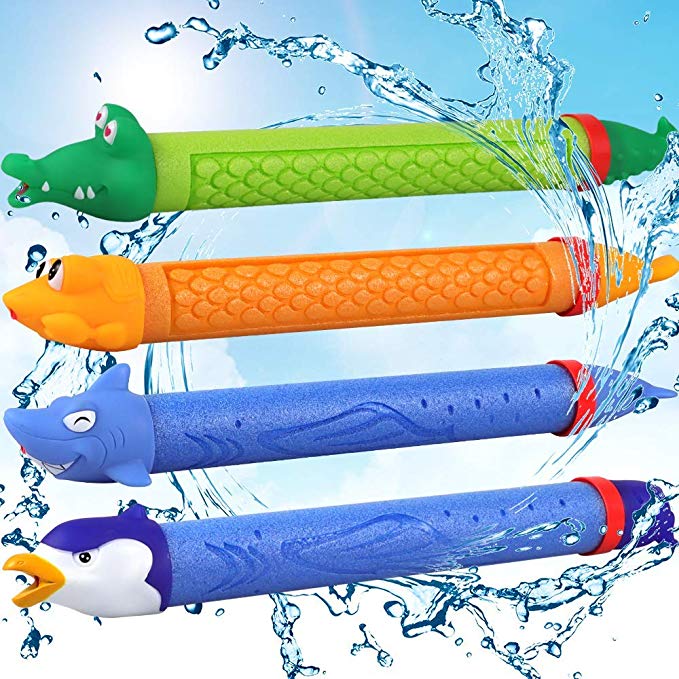 POKONBOY Water Blaster 4 Pack Foam Water Guns Water Soaker Squirt Gun for Kids Water Shooter for Summer Outdoor Party Favor(Random)