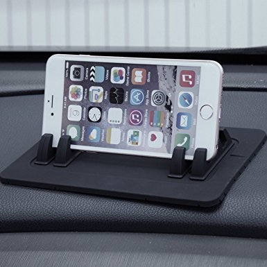 EReach Car Mount Holder, New Silicone Pad Non-Slip Dash Mat Cell Phone Car Holder Cradle Dock for Samsung S7/S6, iPhone 4s/5/5s/5Se/6/6s plus/7/7 plus All Different Size Smart Phones and GPS Holder (Black)
