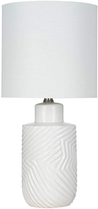 Amazon Brand – Rivet Table Lamp with Textured Ceramic Base, Bulb Included, 20"H, White