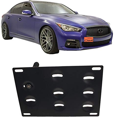 JGR No Drill Tow Eye Front Bumper Tow Hook License Plate Mount Bracket Holder Adapter Relocation Kit for 2008-2015 Infiniti G35 G37, 2014-up Infiniti Q50 Q60, 2007-2017 Nissan GT-R 2009-2017 370Z