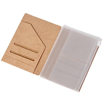 (2-Pack) Zipper Case & Kraft Folder Refill Inserts for Passport Size Travelers Notebook