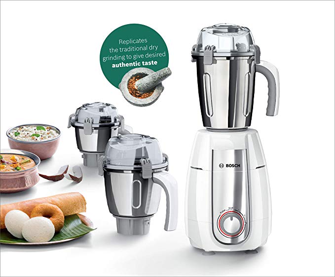 Bosch TrueMixx Style 1000-Watt Mixer Grinder with 3 Jars (White)