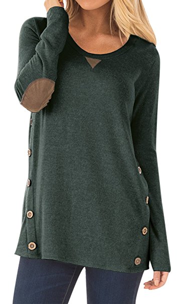Spadehill Women's Soft Tops with Faux Suede and Button Details