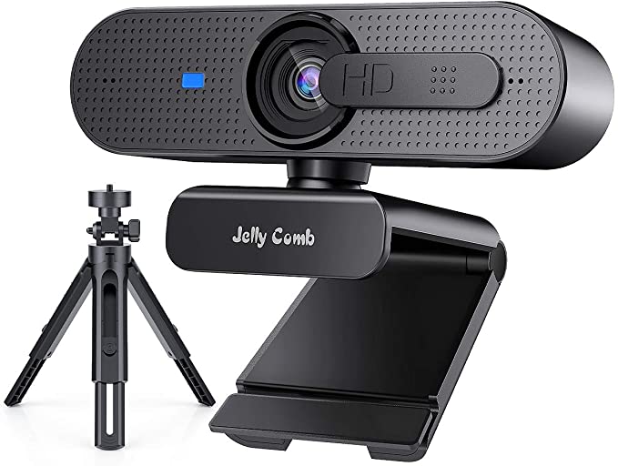 2021 Upgrade Autofocus Webcam with Dual Microphone,Jelly Comb 1080P HD Streaming Web Camera, USB Computer Webcam for PC/Mac/Laptop/Desktop, Zoom YouTube Skype, Calling Conferencing Gaming (Black)