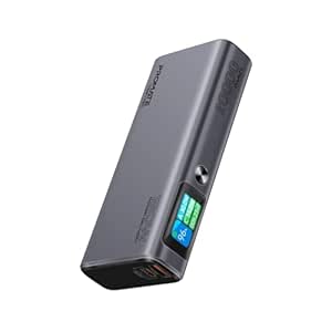 Promate 130W Laptop & Mobile Power Bank (20000mAh) | Smart TFT LCD Screen, USB-A QC 3.0, Dual Type-C Input/Output Ports, Over-Heating Protection | Power Bank for Laptop, iPhone and Android, Titan-130