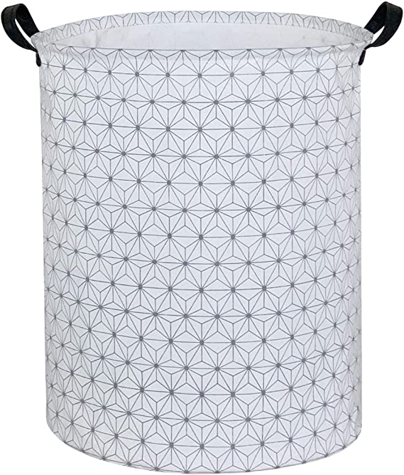 CLOCOR Laundry Basket,Laundry Hamper,Collapsible Storage Bin,Canvas Fabric Clothes Baskets,Nursery Hamper for Home,Office,Dorm,Gift Basket (Grey Hexagram)