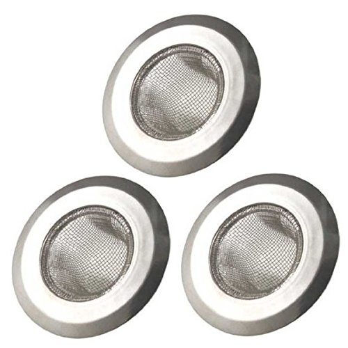 Arology 3 PCS Kitchen Sink Strainer - Stainless Steel Mesh, Large Wide Rim 4.5" Diameter, Rust-Free, Prevent Clogging, Perfect for Garbage Disposals