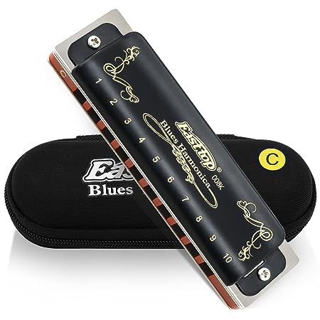 East top Mouth Organ Harmonica C Key 10 Holes 20 Tones Diatonic Harmonica for Adults, Professionals and Students with Black Case