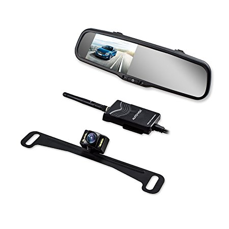 AUTO VOX Wireless Reverse Camera Kit Car Backup Camera with Rear View Mirror Monitor and IP 68 Waterproof Reversing Camera LED Super Night Vision Back Up Car Camera Kit Easy Installation