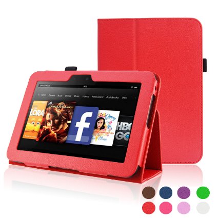 Kindle Fire HD 7 (2012 Version) Case - ACdream Amazon Kindle Fire HD7 (2012 Previous Model) Case - PU Leather Cover Case for Kindle Fire HD 7(2012 Version) with Auto Sleep Wake Function , Stand Case-Red