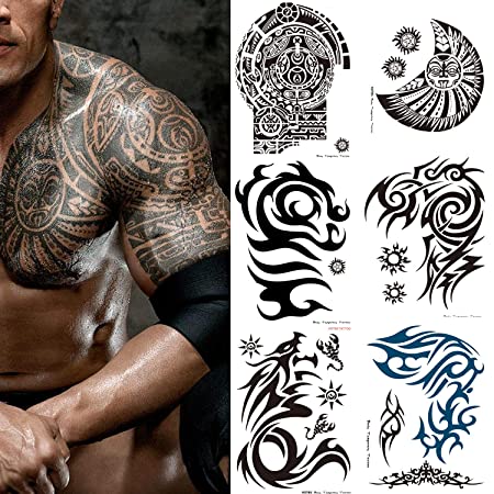 Kotbs 6 Sheets Extra Large Totem Temporary Tattoo Stickers, Waterproof Big Temporary Tattoos for Men Adults Guys Women Body Art Arm Shoulder Chest Make Up Fake Tattoos